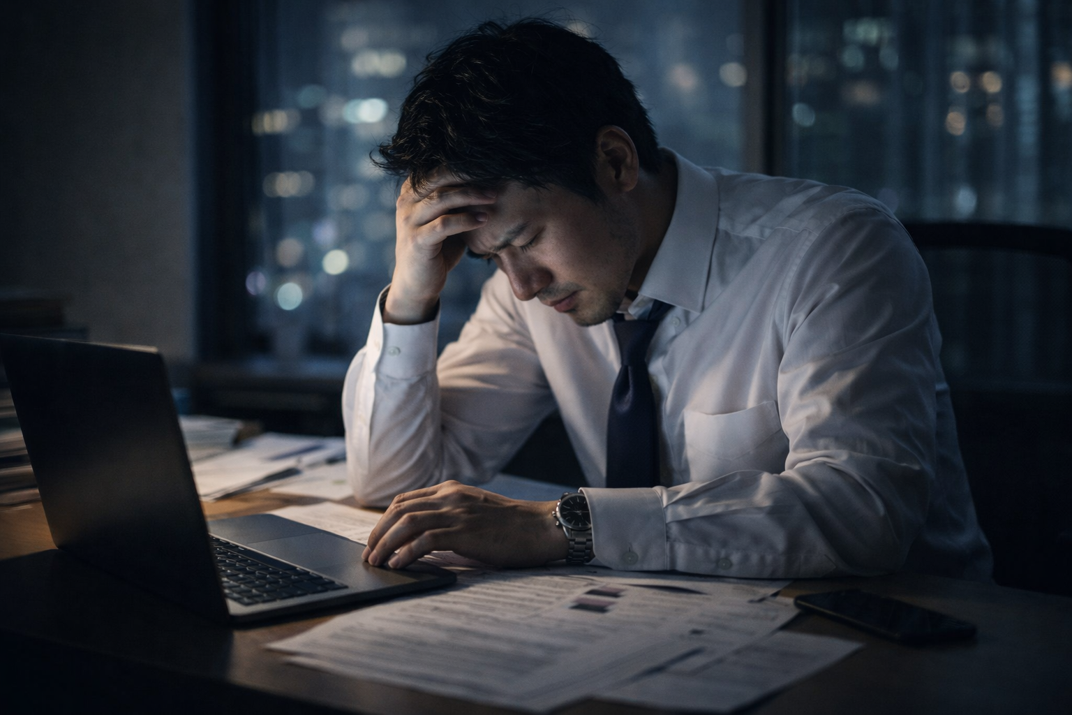 仕事と親のことで悩む家族