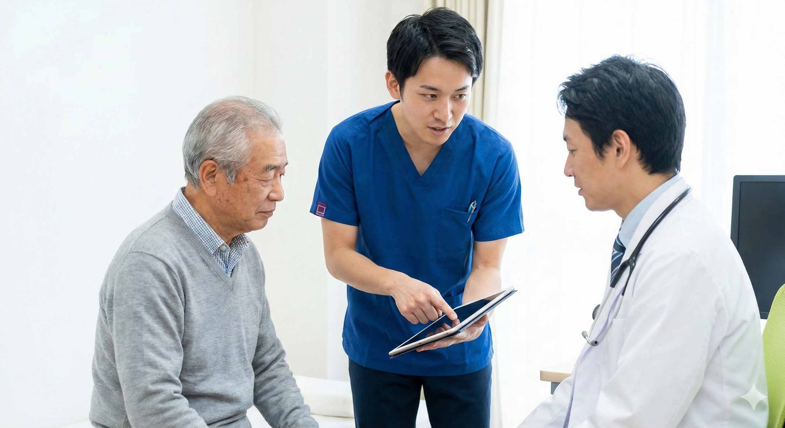 看護師が医師と連携して痛みを伝えている様子